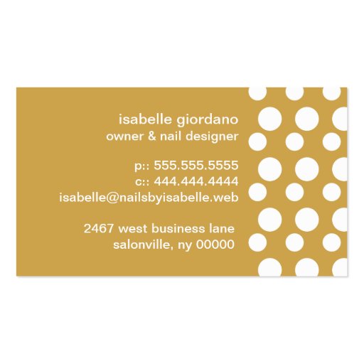 Retro Modern Dots (White & Gold) Business Cards (back side)
