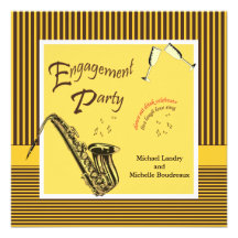 Retro Modern Jazz Engagement Party Invites