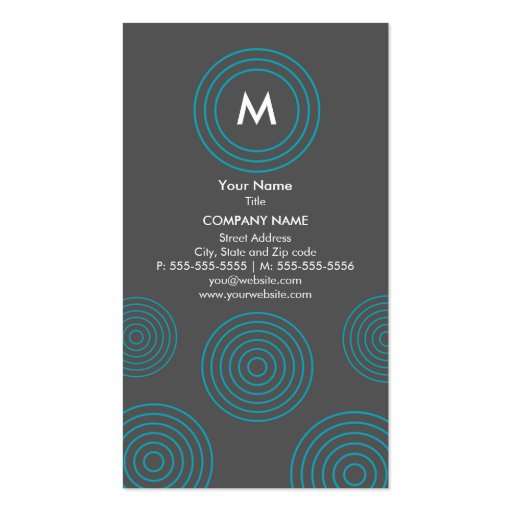 Retro Modern Spiral Business Card - Blue & Gray (front side)