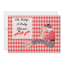 Retro Mom and Baby Shower Personalized Invitation