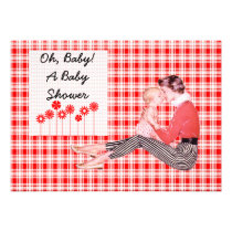 Retro Mom and Baby Shower invitations