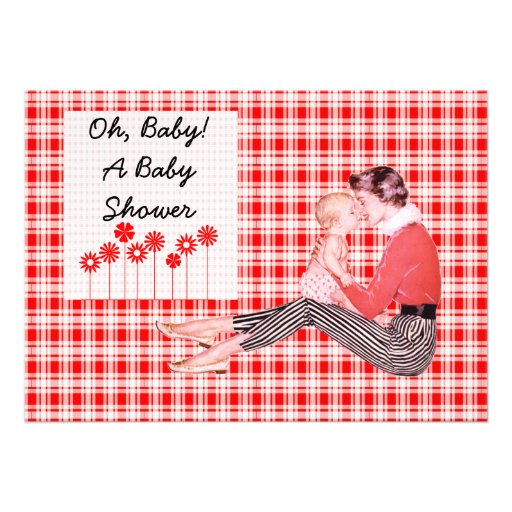 Retro Mom and Baby Shower Personalized Invitation