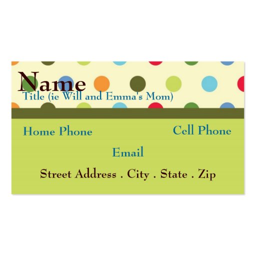 Retro Mom Business Card (front side)