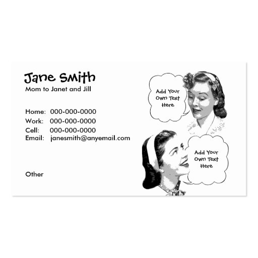 Retro Mother & Daughter Contact Card Business Card