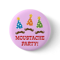 Retro Moustache Party Button