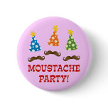 Retro Moustache Party Button