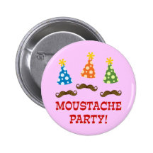Retro Moustache Party Button