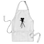 Retro Movie Camera Silhouette aprons