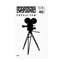 Retro Movie Camera Silhouette Stamp