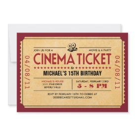 Retro Movie Ticket Invitations invitation