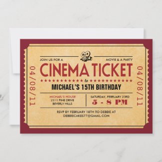 Movies Tickets on Movie Ticket Invitations