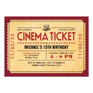 Retro Movie Ticket Invitations