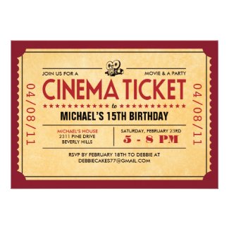 Retro Movie Ticket Invitations