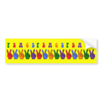 Retro Multicolor Peace Hand Bumper Sticker
