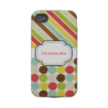 Retro Multicolor Stripes & Dots iPhone4 casemate cases