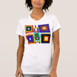 Retro multicolored squares robot man t-shirt