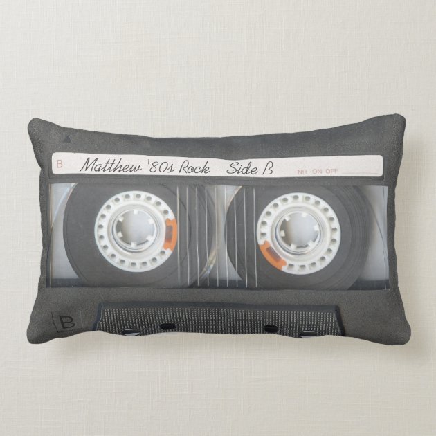 Retro Music Cassette Mix Tape Look Custom Text Pillow-1