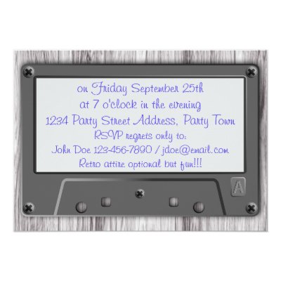 Retro Music Cassette Tape Disco Party 5x7 Paper Invitation Card