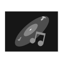 Retro Music Record & Note Grey postcards by atomic50s Retro Music Record & Note Grey postcards
