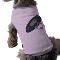 Retro Music Record & Note Original Colors Dog Tee Shirt