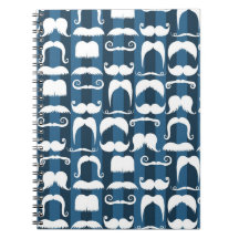 Retro Mustache Pattern Spiral Note Books