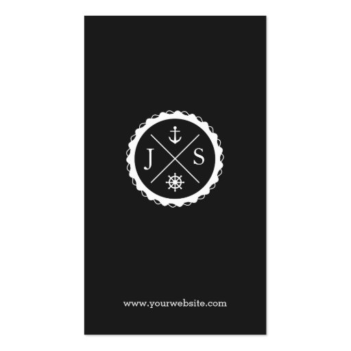 Retro Nautical Anchor Monogrammed Business Card Templates (back side)