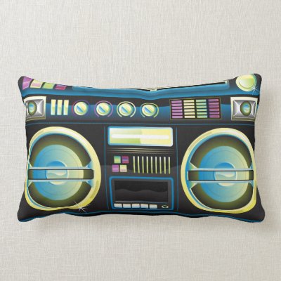 retro neon and blue boom box ghetto master throw pillows Mojo_throwpillow retro neon and blue boom box ghetto master throw pillows Mojo_throwpillow
