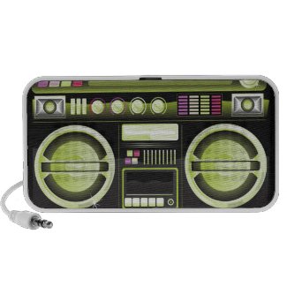 retro neon yellow boom box ghetto blaster boombox doodle