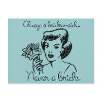 Retro Never a Bride Postcard