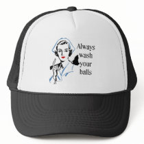 Retro Nurse Always Wash Your Balls hats by bizarretees Retro Nurse Always Wash Your Balls hats