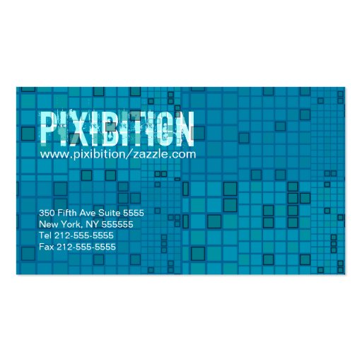 Retro Ocean Blue Mosaic Eye Catching Business Card (back side)