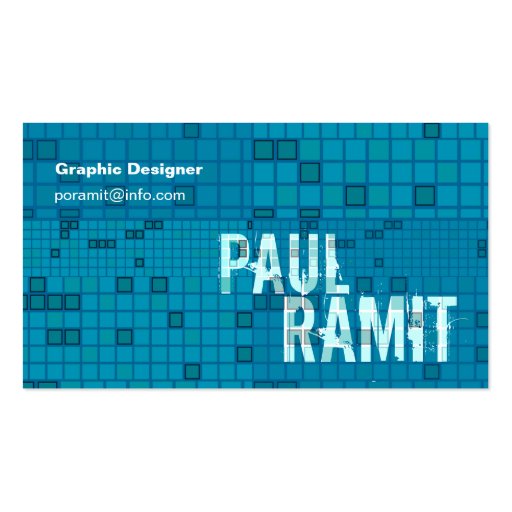 Retro Ocean Blue Mosaic Eye Catching Business Card (front side)