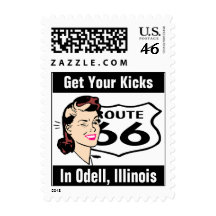 Retro Odell Illinois Travel Wink Route 66 Vintage Postage Stamps