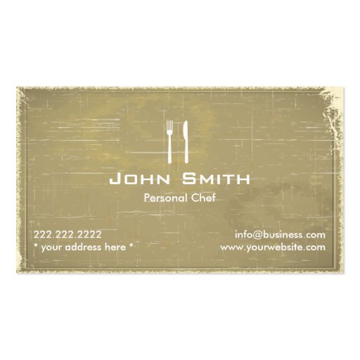 Retro Old Paper Personal Chef Business Card (front side)