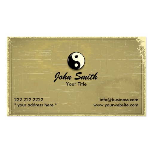 Retro Old Paper Yin Yang Business Card (front side)