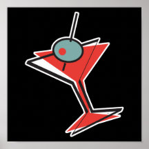 retro olive martini posters