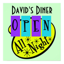 Retro OPEN ALL NIGHT Diner Sign posters