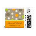 Retro Orange Brown Green Dots Save Date / RSVP /TQ postage by fat_fa_tin Retro Orange Brown Green Dots Save Date / RSVP /TQ postage