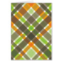Retro Orange Brown Green Plaid Blank Card