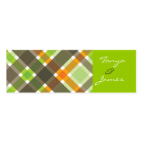 Retro Orange Brown Green Plaid Gift Tag / Favor / business cards