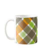 Retro Orange Brown Green Plaid Mug by fat_fa_tin Retro Orange Brown Green Plaid Mug