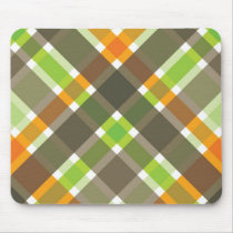 Retro Orange Green Brown Plaid Mousepad by fat_fa_tin Retro Orange Green Brown Plaid Mousepad