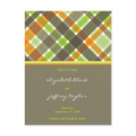Retro Orange Green Checks Save The Date Postcard