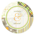 Retro Orange Green Combo Pattern Thank You Sticker