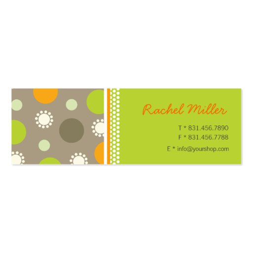 Retro Orange Green Dots Fun Pattern Profile Card / Business Card Templates (front side)