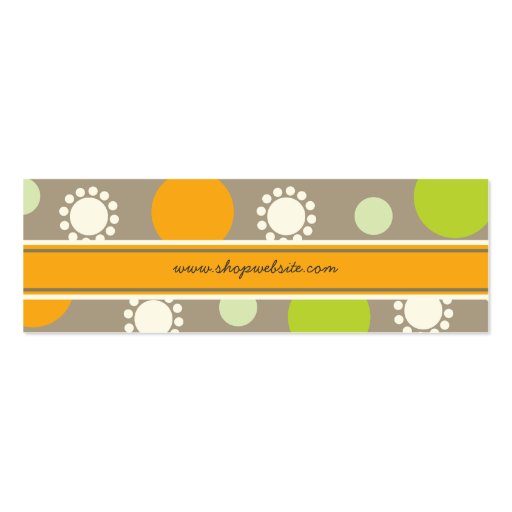 Retro Orange Green Dots Fun Pattern Profile Card / Business Card Templates (back side)