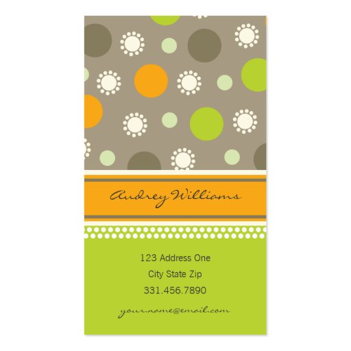 Retro Orange Green Dots Fun Pattern Profile Card Business Card Template