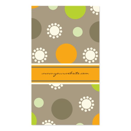 Retro Orange Green Dots Fun Pattern Profile Card Business Card Template (back side)