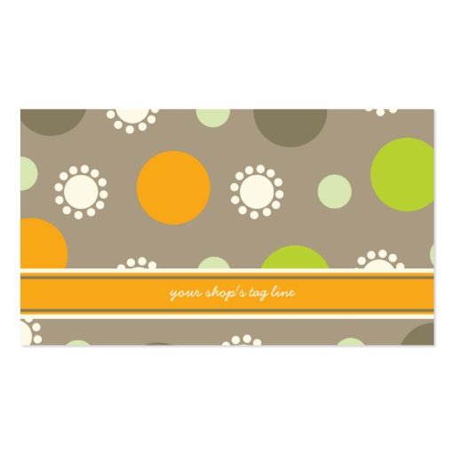 Retro Orange Green Dots Fun Pattern Profile Card Business Cards (back side)