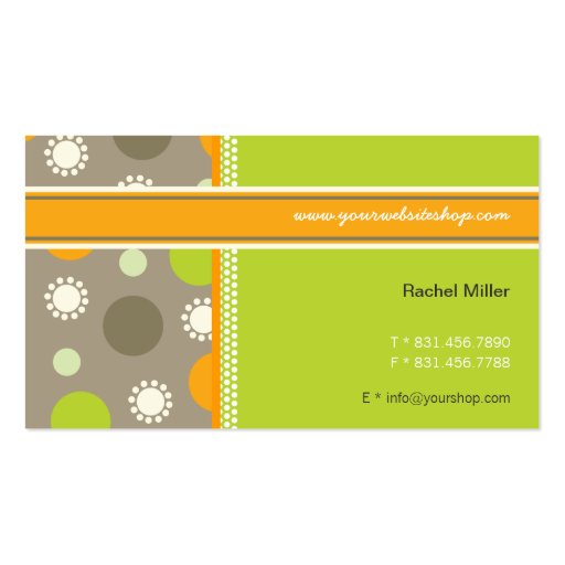 Retro Orange Green Dots Fun Pattern Profile Card Business Cards (front side)